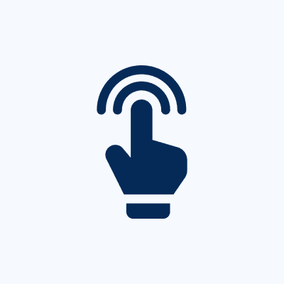 Hand icon with touch gesture symbol.