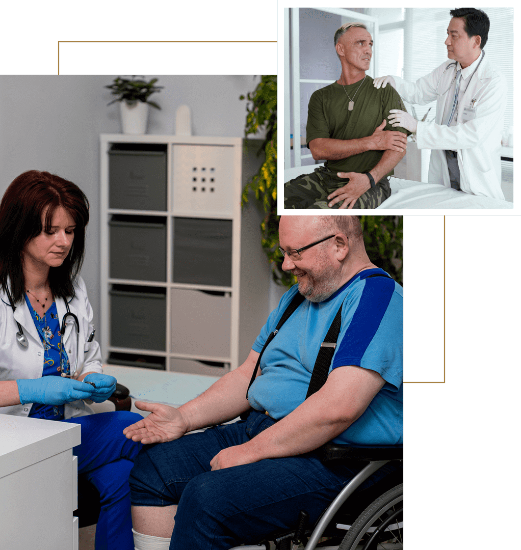 Doctors examining patients in medical settings.